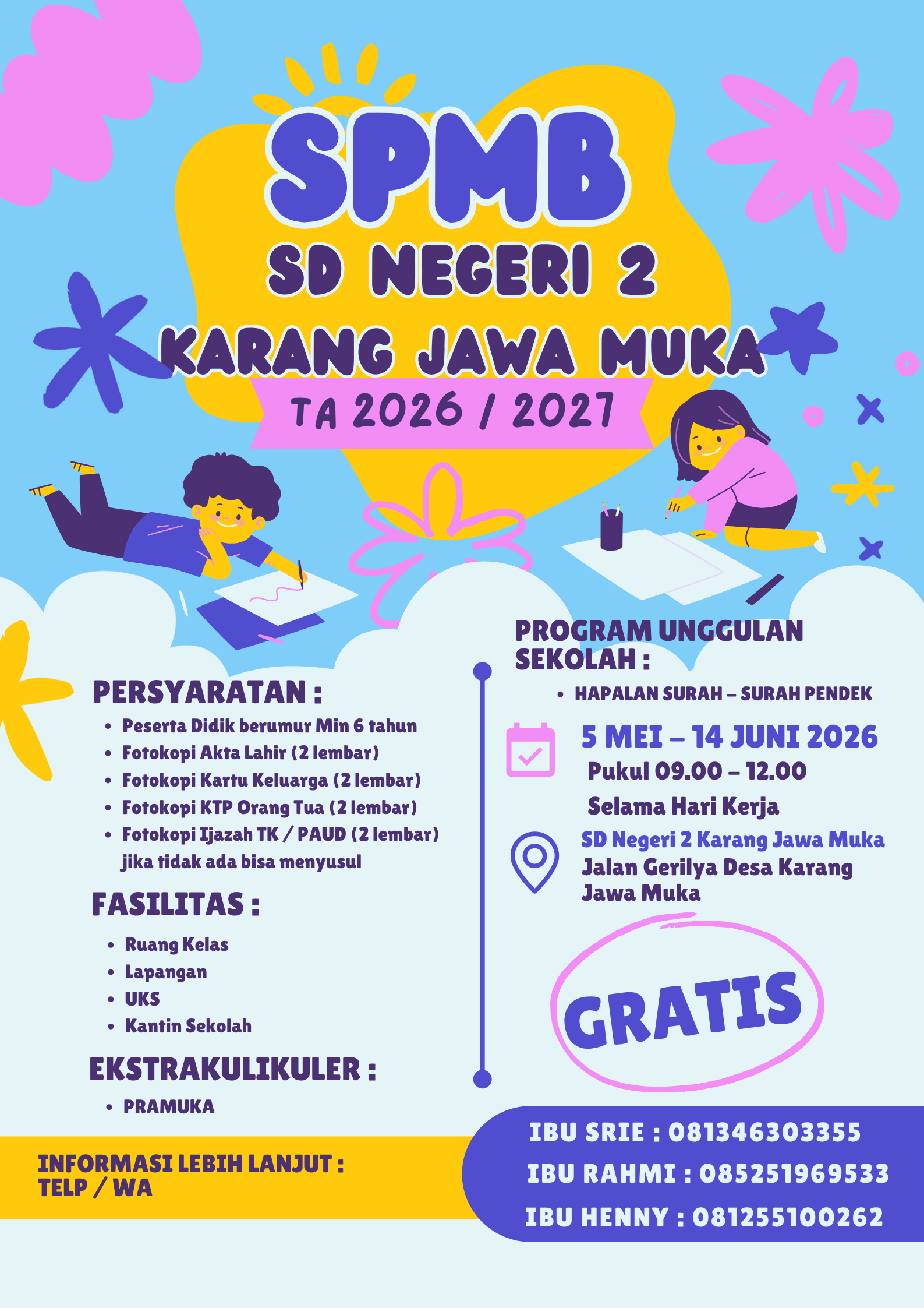 Brosur SD NEGERI 2 KARANG JAWA MUKA